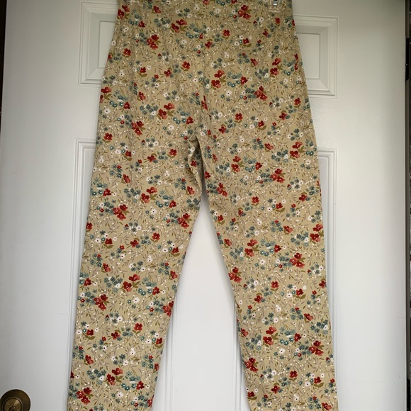 Willi Smith Tan Floral Stretch Pants -size 12 - Picture 3 of 4